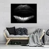 Leinwandbild Lippen Frau Schwarz 100x70 cm XXL Erotik Produktbild-Vorschau 2