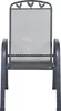A single dark gray metal chair with a mesh back and seat, and decorative leaf accents at the top of the backrest. Produktbild-Vorschau