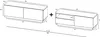 Diagram showing two TV cabinets with dimensions and a plus sign indicating they are combined. Produktbild-Vorschau