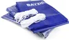 A blue pool winter air cushion with white ropes on top, presented on a white background. Produktbild-Vorschau