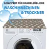 A washing machine with a patterned cover on top, with bubbles in the background. Podgląd zdjęcia produktu