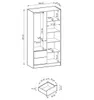 A diagram showing the dimensions of a wardrobe and a drawer. Náhled obrázku produktu