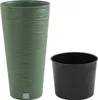 A green planter and a black insert are shown against a white background. Voir les images du produit