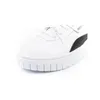 A close-up view of a white Puma sneaker with black accents. Voir les images du produit