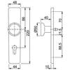 Technical drawing with dimensions of a door handle set. Podgląd zdjęcia produktu