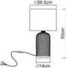 Technical drawing of a table lamp with dimensions. Anteprima dell’immagine prodotto