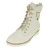 A white women's boot is shown against a white background. Produktbild-Vorschau