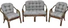 A set of rattan furniture including two armchairs and a loveseat, all with gray cushions, displayed on a white background. Produktbild-Vorschau