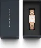A Daniel Wellington watch is shown in its packaging, with the box open to reveal the watch inside. Produktbild-Vorschau