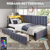 A bedroom scene featuring a modern bed with integrated LED lighting and storage drawers. Náhled obrázku produktu