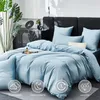 Bettwäsche Set 200x220 cm Mako Satin Baumwolle Hellblau Produktbild-Vorschau 2