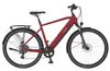 A red electric trekking bicycle is shown against a white background. Produktbild-Vorschau