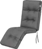 A gray chaise lounge cushion with tufting and black piping, shown against a white background. Produktbild-Vorschau