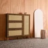Scarpiera con decoro in legno e canna, 3 ante, Noce Anteprima dell’immagine prodotto 2