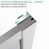 Close-up of a shower enclosure profile showing adjustment range. Produktbild-Vorschau
