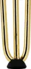 A close-up view of the bottom of three gold-colored hairpin legs, each with a black rubber foot. Voir les images du produit