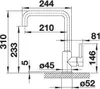Technical drawing with dimensions of a kitchen faucet. Produktbild-Vorschau