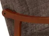 Close-up of a wooden armrest on a fabric chair. Podgląd zdjęcia produktu