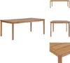 A collage of images showing different views and sizes of a wooden garden table. Produktbild-Vorschau