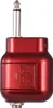 A red audio device with silver connectors. Voir les images du produit
