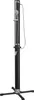 A black outdoor solar shower with a silver shower head and controls, standing on a cross-shaped base. Produktbild-Vorschau