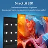 A close-up view of a TV screen displaying a colorful abstract image, with a cutaway showing the LED backlight system of the TV. Produktbild-Vorschau