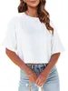 Kurzes Damen-T-Shirt in Unifarbe mit überschnittenen Produktbild-Vorschau 1