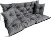 A gray tufted cushion set for a swing or bench, shown from a diagonal front view against a white background. Podgląd zdjęcia produktu