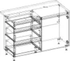A wireframe diagram of a kitchen cabinet unit with drawers and a countertop. Náhled obrázku produktu