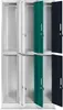 An open, multi-door locker unit with three columns and two rows of lockers. Podgląd zdjęcia produktu