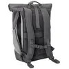 The back view of a gray backpack with adjustable straps and a roll-top closure. Anteprima dell’immagine prodotto