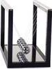 A Newton's cradle toy with silver balls suspended in a black frame with a mirrored base. Náhľad obrázku produktu