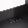 A close-up view of a black electrical outlet with two USB ports and two standard outlets, integrated into a black wooden surface. Náhľad obrázku produktu