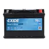 A black car battery with a blue label. Produktbild-Vorschau