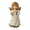 A ceramic angel figurine with wings, dressed in a white robe adorned with stars and blue trim. The angel has its finger to its lips, as if signaling for silence. Náhled obrázku produktu
