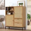 CALICOSY -  Hohe Buffetschrank mit Rattanfronten - L100 x Produktbild-Vorschau 2