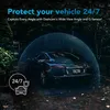 A dark-colored Audi R8 parked in a driveway at night, with a blue hexagonal overlay suggesting protection. Produktbild-Vorschau