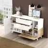 Merax Buffet brillant 130x40x70 cm en blanc & aspect bois, Voir les images du produit 4