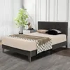 A bedroom scene with a bed, nightstand, and plant. Náhled obrázku produktu