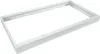 A white metal frame for a LED panel, shown from a diagonal angle against a white background. Produktbild-Vorschau