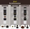 Diagram showing how to use a portable espresso machine with different coffee types. Produktbild-Vorschau