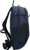 A side view of a dark blue backpack against a white background. Produktbild-Vorschau