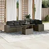 7-tlg. Garten-Sofagarnitur mit Kissen Grau Poly Rattan Produktbild-Vorschau 2