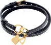 Damen Charms-Lederarmband Schwarz dreifach gewickelt - 2 Produktbild-Vorschau 1