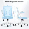 Bürostuhl ergonomisch mit Mesh-Rückenlehne, 90° klappbare Produktbild-Vorschau 9