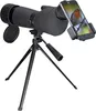 A spotting scope with a smartphone adapter and a robin on its screen, mounted on a tripod. Produktbild-Vorschau