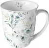 Tasse 10cm Porzellan mit Eukalyptus Motiv Weiß / Grün Produktbild-Vorschau 1