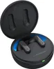 A pair of black LG Tone Free FP9 wireless earbuds in their charging case. Produktbild-Vorschau