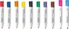 A row of ten whiteboard markers in different colors, standing upright against a white background. Produktbild-Vorschau