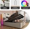 A collage of images showcasing a bed with storage, its features, and LED lighting. Anteprima dell’immagine prodotto